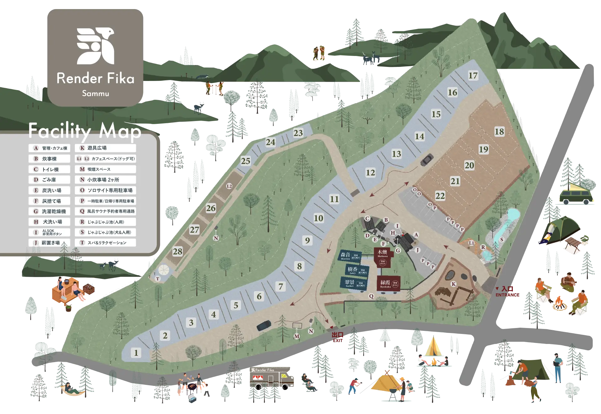 キャンプ場の地図